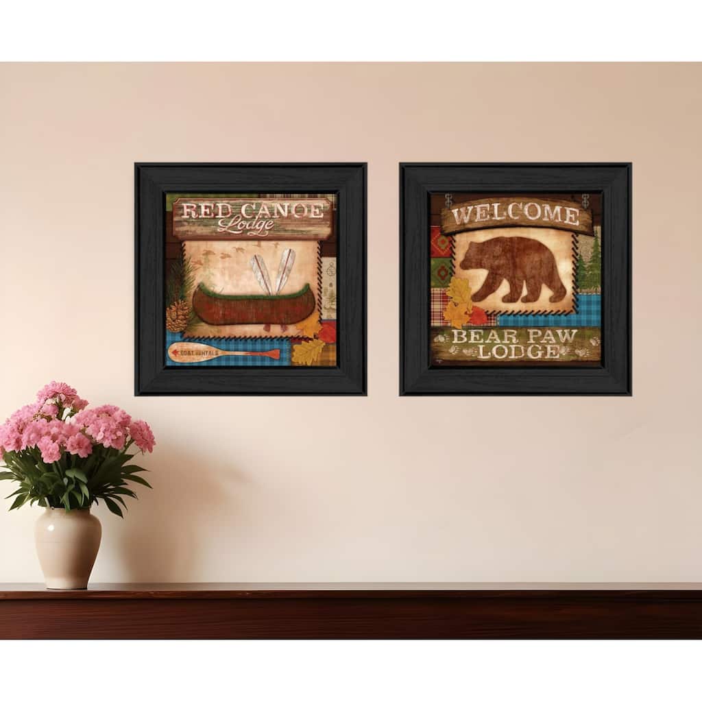 HomeRoots Set Of Two Lodge Ii Black Framed Print Wall Art
