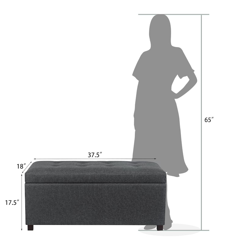 Adeco Rectangle Storage Ottoman Bench for Living Room Bedroom