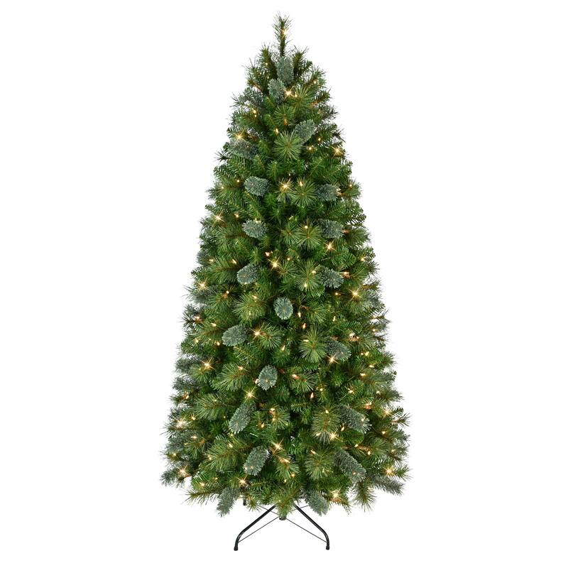 Puleo International 6.5' Pre-Lit Slim Teton Pine Tree Artificial Christmas Tree