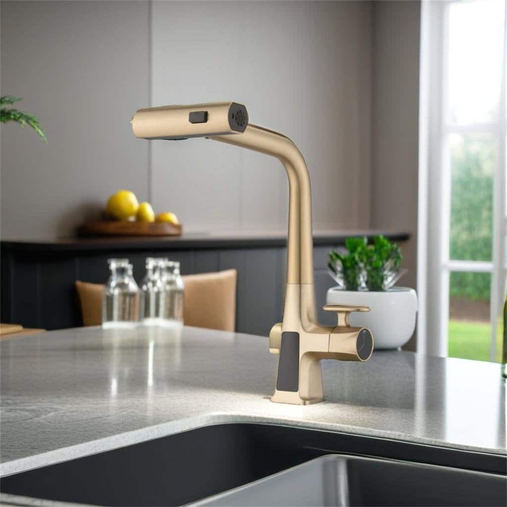 Waterfall Kitchen Faucet with Temperature Display
