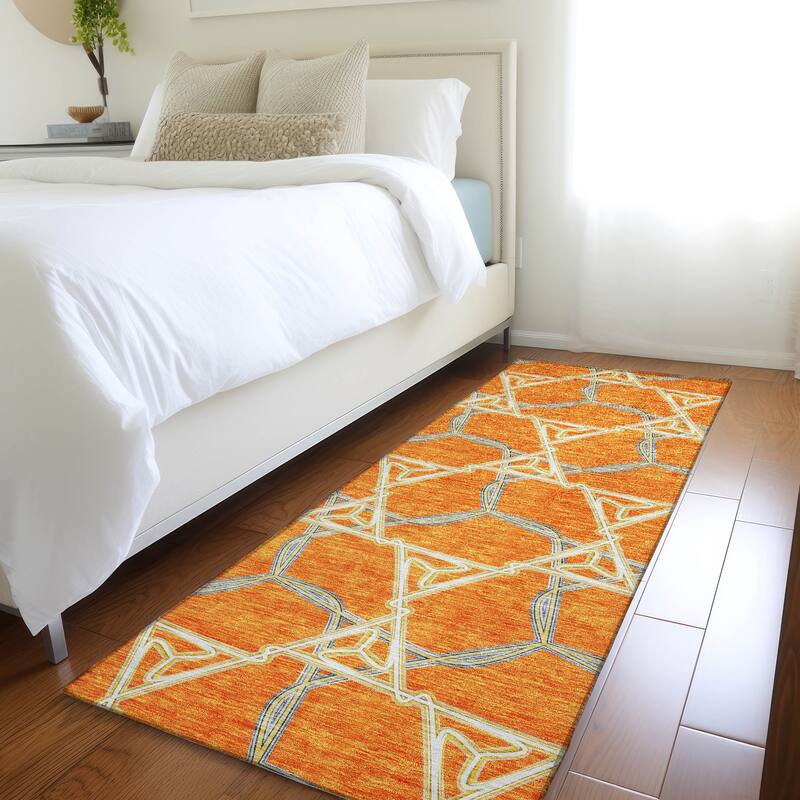 Premium Washable Super Soft Modern Tangle Mayfield Rug - Orange - 2'3" x 7'6"