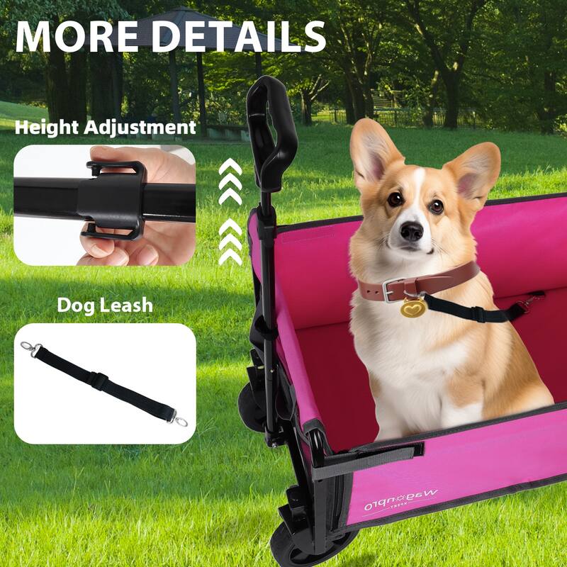 All-in-One Convertible Folding Trolley with Bench Seat & Dog Leash - Heavy Duty 4-Wheel Utility Cart