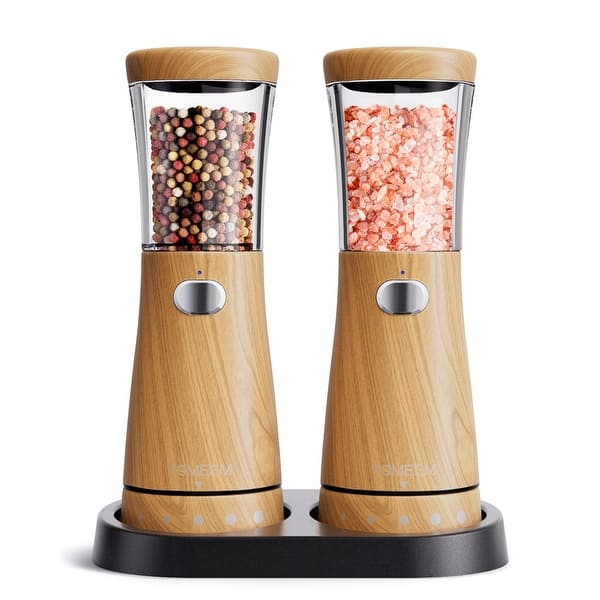Electric Salt & Pepper Grinder Set, Stainless Steel Rechargeable with 4.5oz Large Capacity, 1.8" Wide Mouth, Adjustable