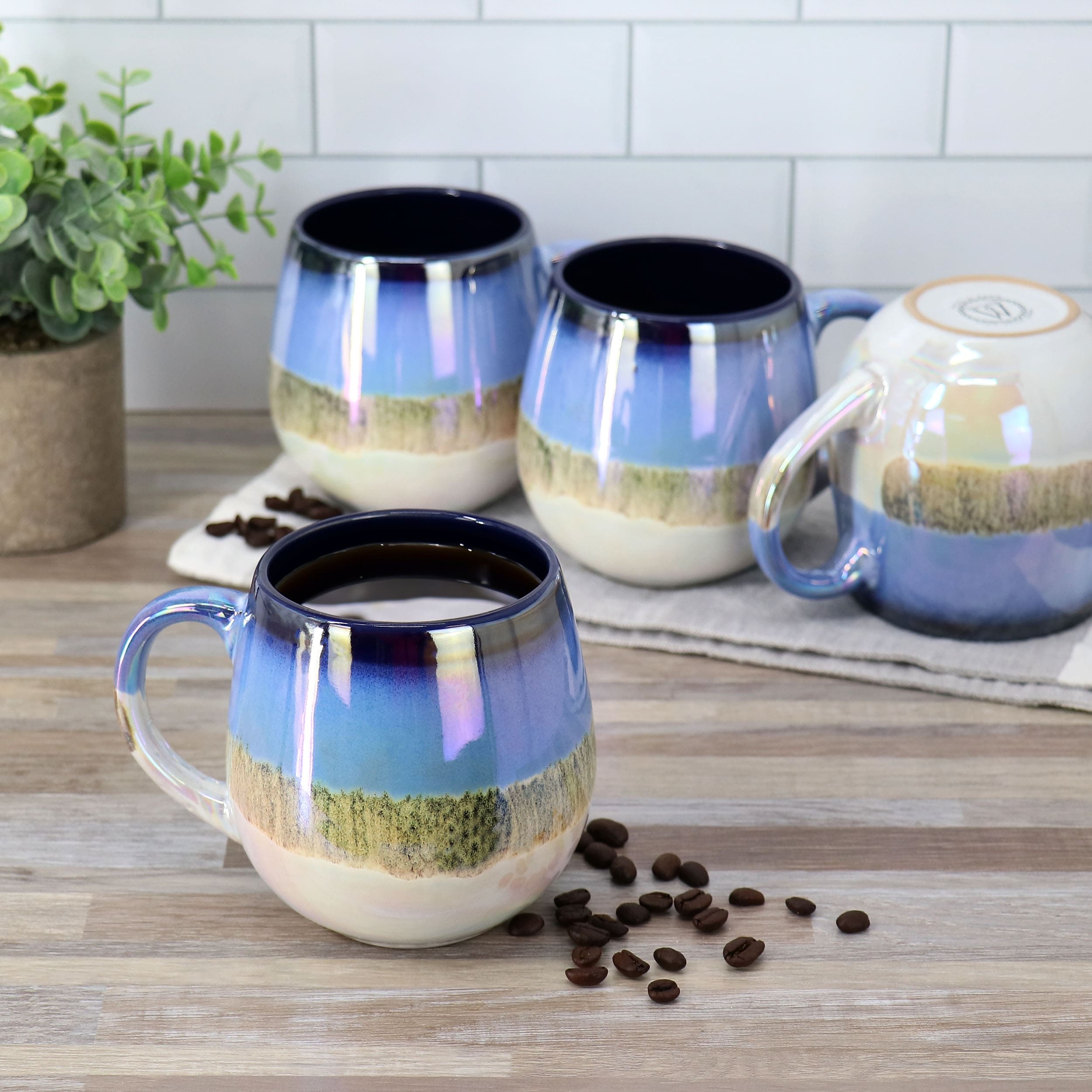 Meritage Luster 4 Piece 19.6 Ounce Reactive Glaze Stoneware Mug