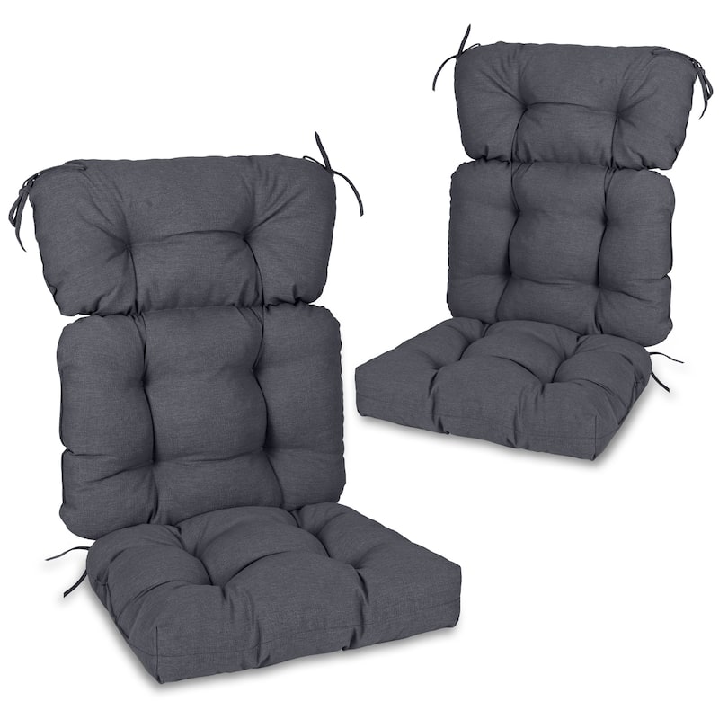 Aoodor Outdoor 45"x 22" x5" Tufted High Back Cushions Patio Replacement Chair Cushion with Ties, Set of 2 - 45" x 22" x 5" - Dark Gray