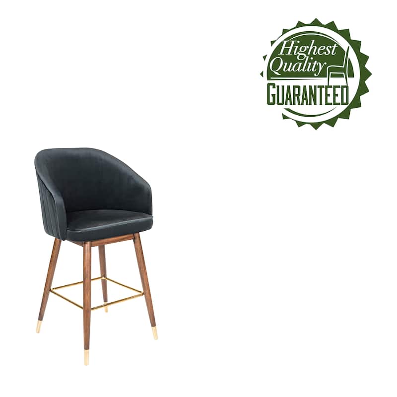 Porthos Home Olea Velvet Upholstered Bar Stools with Rubberwood Legs, Set of 2