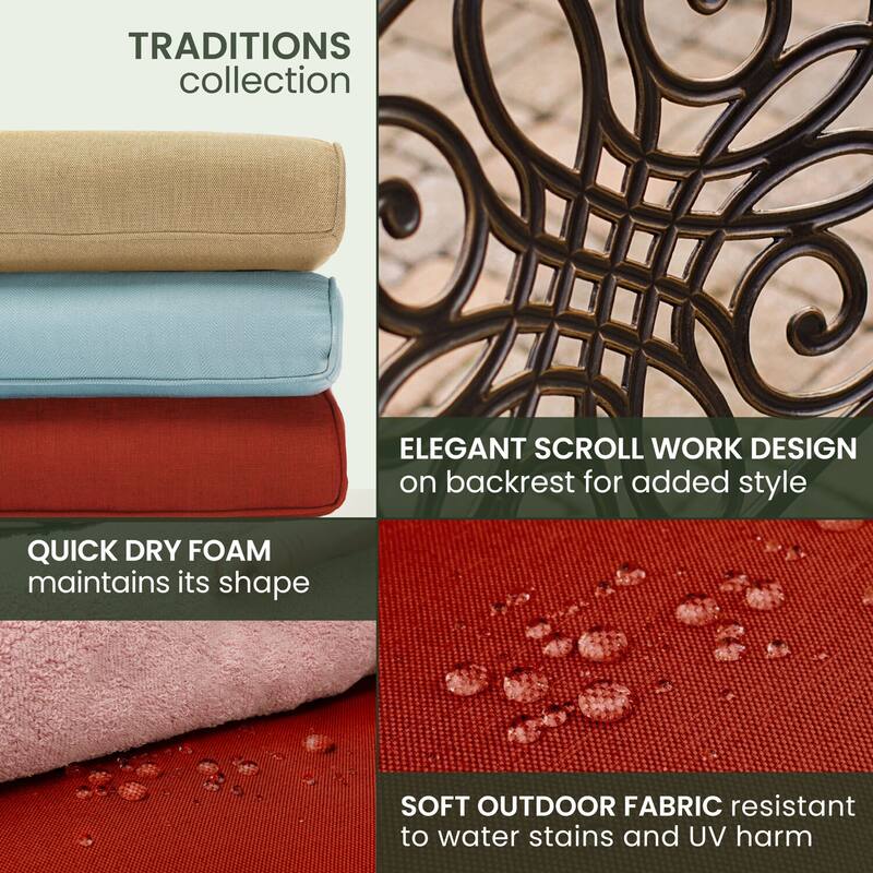 Hanover Traditions 7-Piece Dining Set in Red with 72 x 38 in. Cast-top Table