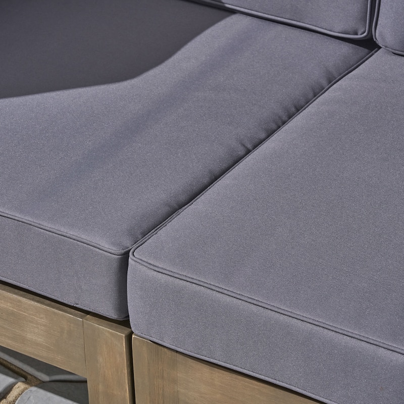 Oana Acacia Wood 3-seat Sectional Sofa with Cushions by Christopher Knight Home