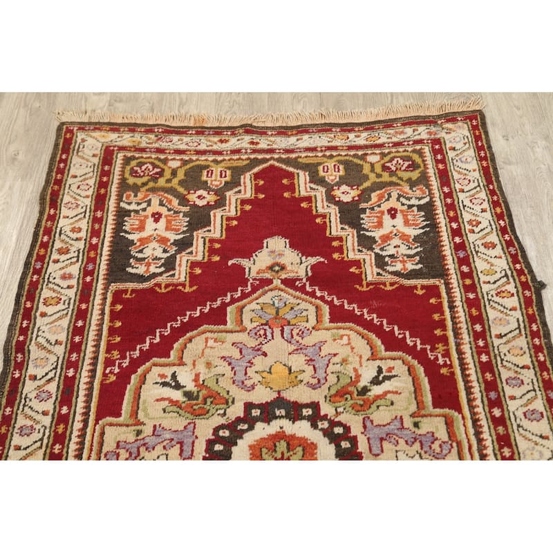 Vegetable Dye Geometric Anatolian Turkish Area Rug Wool Handmade - 3'7" x 6'6"
