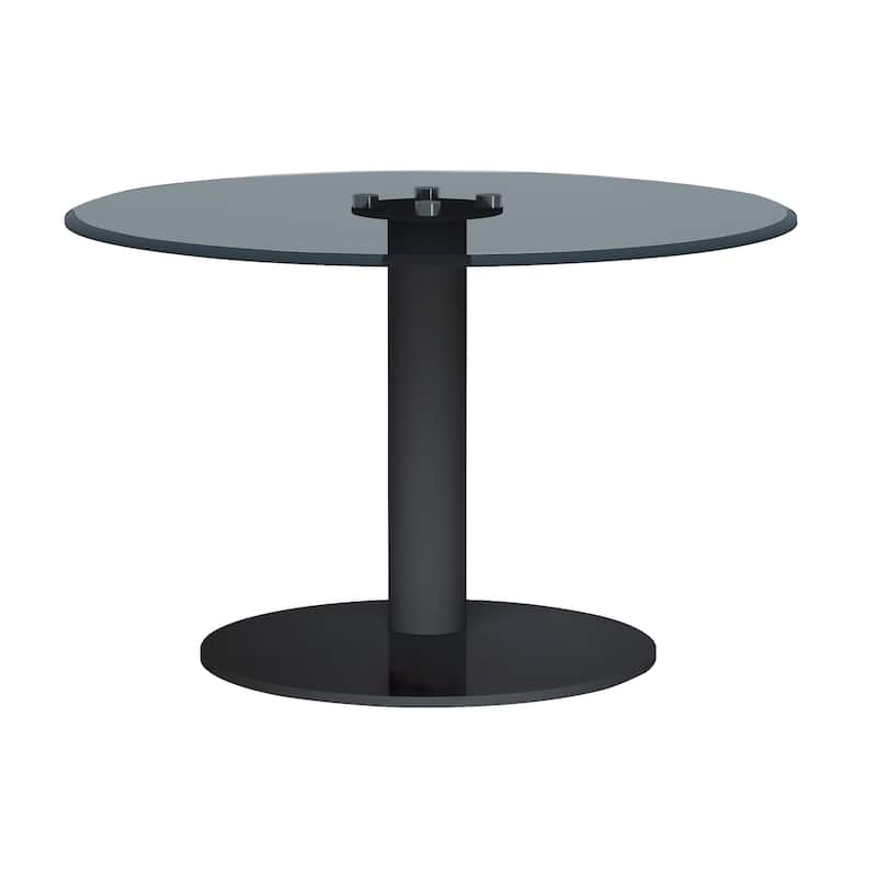 Somette Round Black Tinted Glass Lamp Table