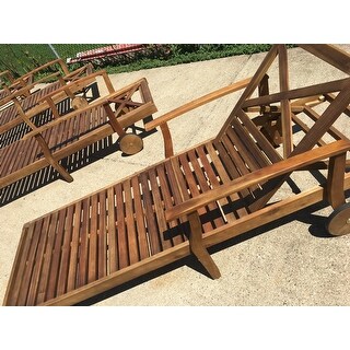 Perla Outdoor Acacia Wood Chaise Lounge with Cushion (Set of 4) by Christopher Knight Home