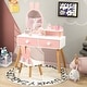 preview thumbnail 6 of 18, Gymax Kid Vanity Set Makeup Table Stool with Drawer Shelf Wood Leg
