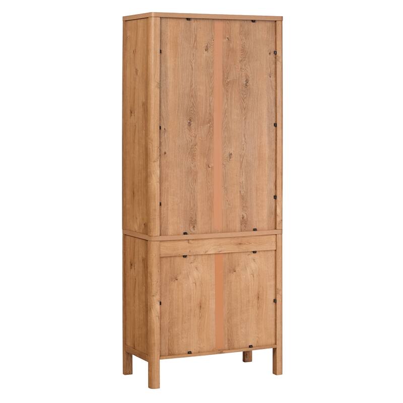 Walker Edison Modern Fluted Glass Bookshelf Cabinet with Drawers