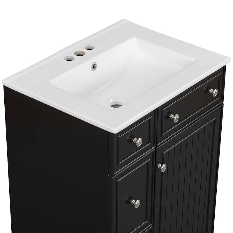 Roomfitters 24" Bathroom Vanity with Ceramic Sink, Storage Cabinet with 2 Drawers and 1 Soft-Close Door