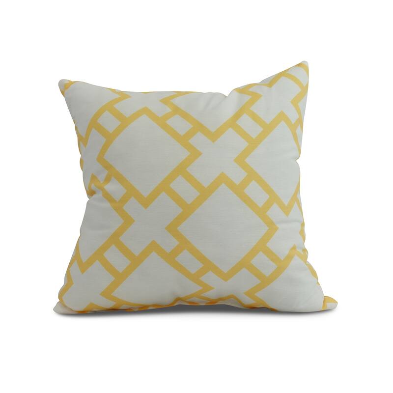 18 x 18 Inch Square in St. Louis Geometric Print Outdoor Pillow - Yellow