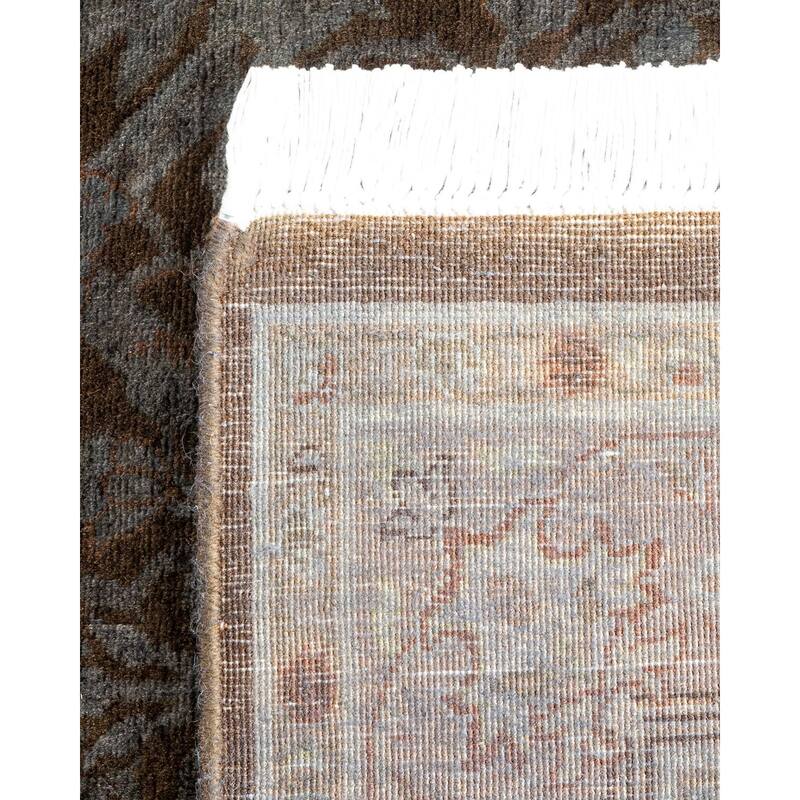 Overton Hand Knotted Wool Vintage Inspired Modern Contemporary Overdyed Gray Runner Rug - 2' 7" x 10' 4"