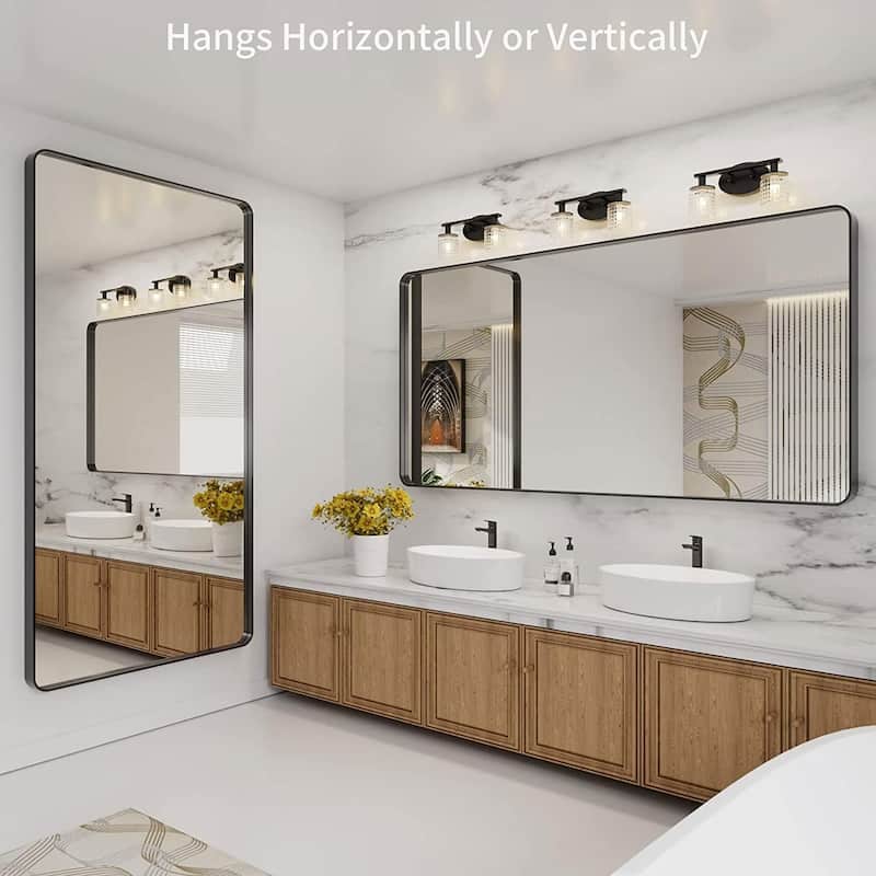 Raven Rectangular Metal Framed Wall Mounted LED Bathroom Vanity Mirror in Black