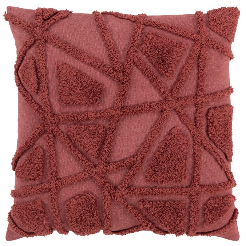 Rizzy Home Tufted Geometric Throw Pillow Cover - Wine