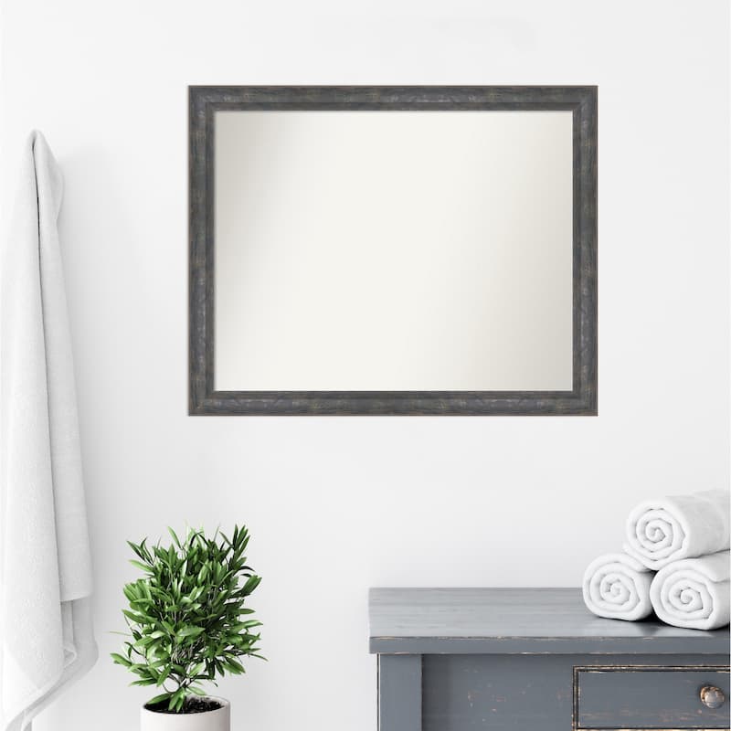 Angled Non-Beveled Wood Framed Bathroom Vanity Wall Mirror