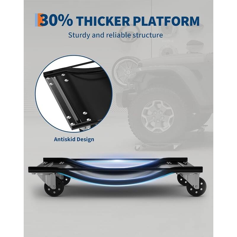 4-Pack Heavy-Duty Car Wheel Dolly Set 10000-lb Capacity 3.5Inch Steel Wheels 24 x 15 in Black