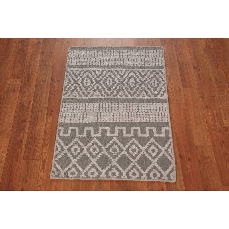Geometric Moroccan Indian Accent Rug Handmade Foyer Wool Carpet - 2'0"x 3'0"