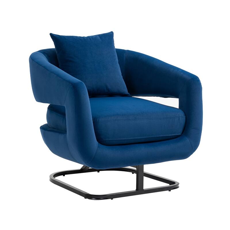 Upholstered Tufted Living Room Chair Textured Linen Fabric Accent Chair with Metal Stand