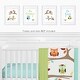 preview thumbnail 2 of 2, Woodland Forest Owls Collection Wall Decor Art Prints (Set of 4) - Turquoise Blue, Green and Orange Hooty Bird Trees Leaves