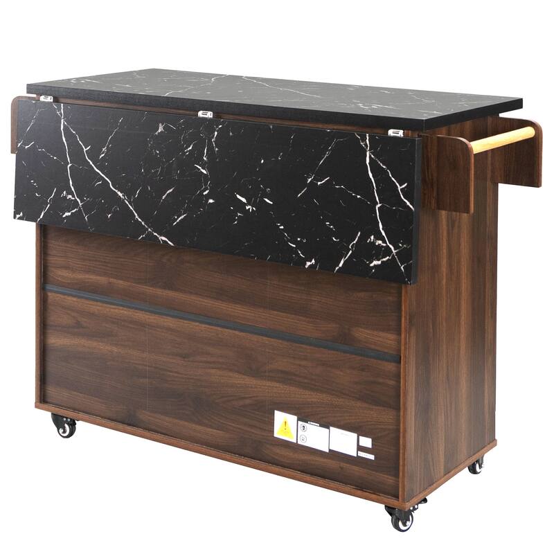 Kitchen Cart with Drop Leaf,Spice Rack,Towel Rack and Drawer