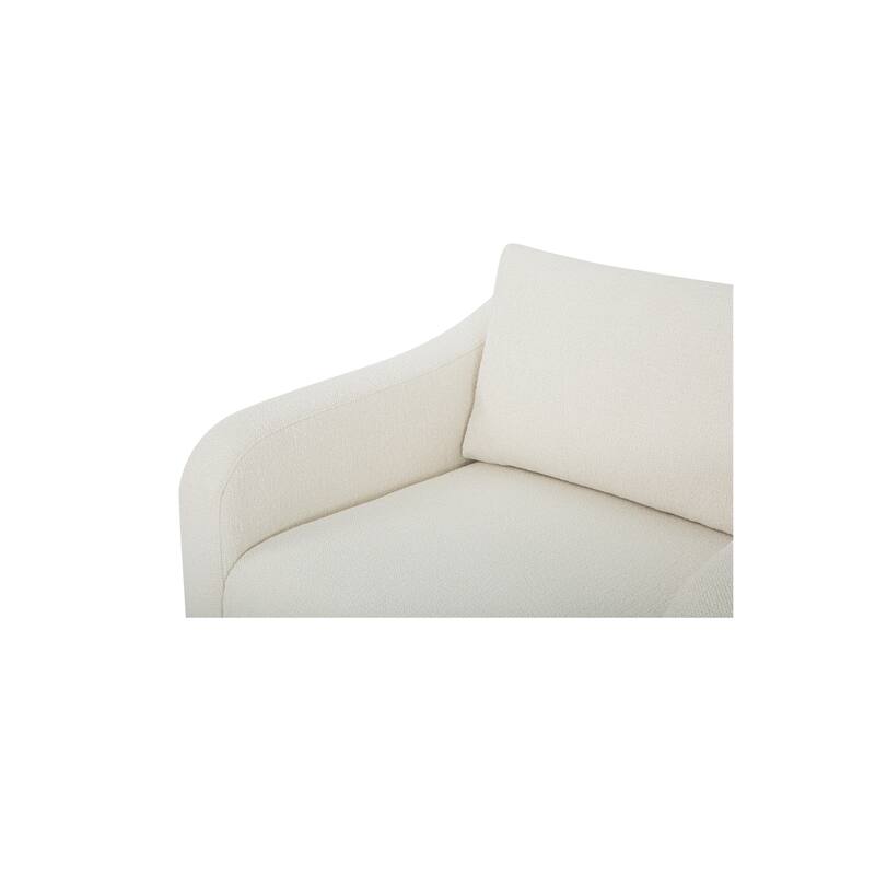 NADAAL STUDIOS Cassara Lounge Chair, Oversized Silhouette with Curved Corners and Wire-Brushed Wood Base, Cream