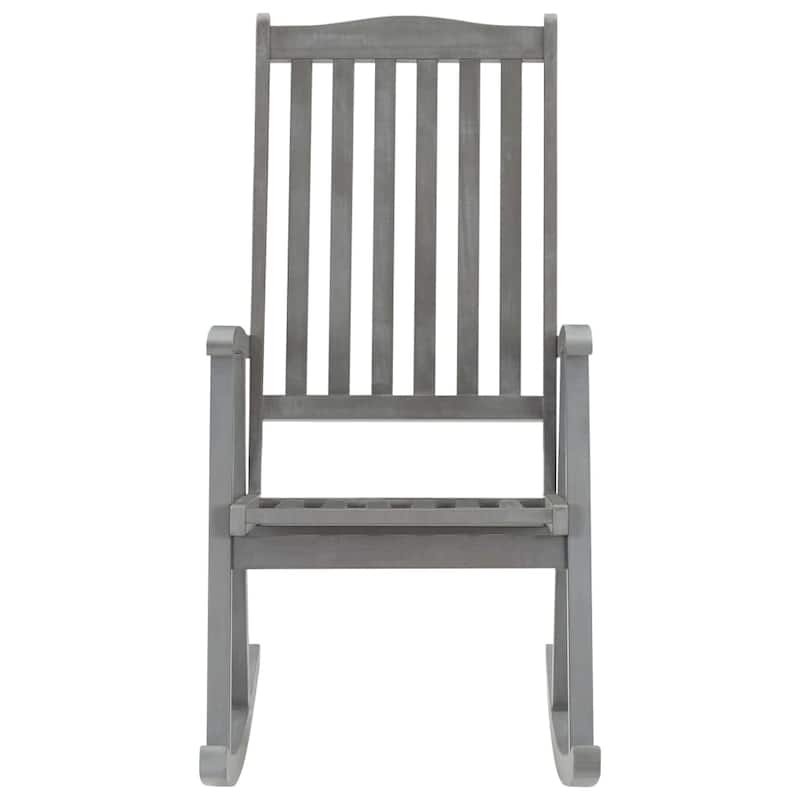 vidaXL Rocking Chair with Cushions Gray Solid Acacia Wood - 22.4" x 39.4" x 46.1"