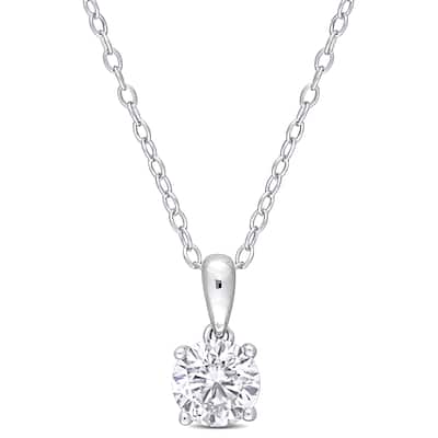 Miadora 1ct TGW Created White Sapphire Solitaire Necklace Sterling Silver