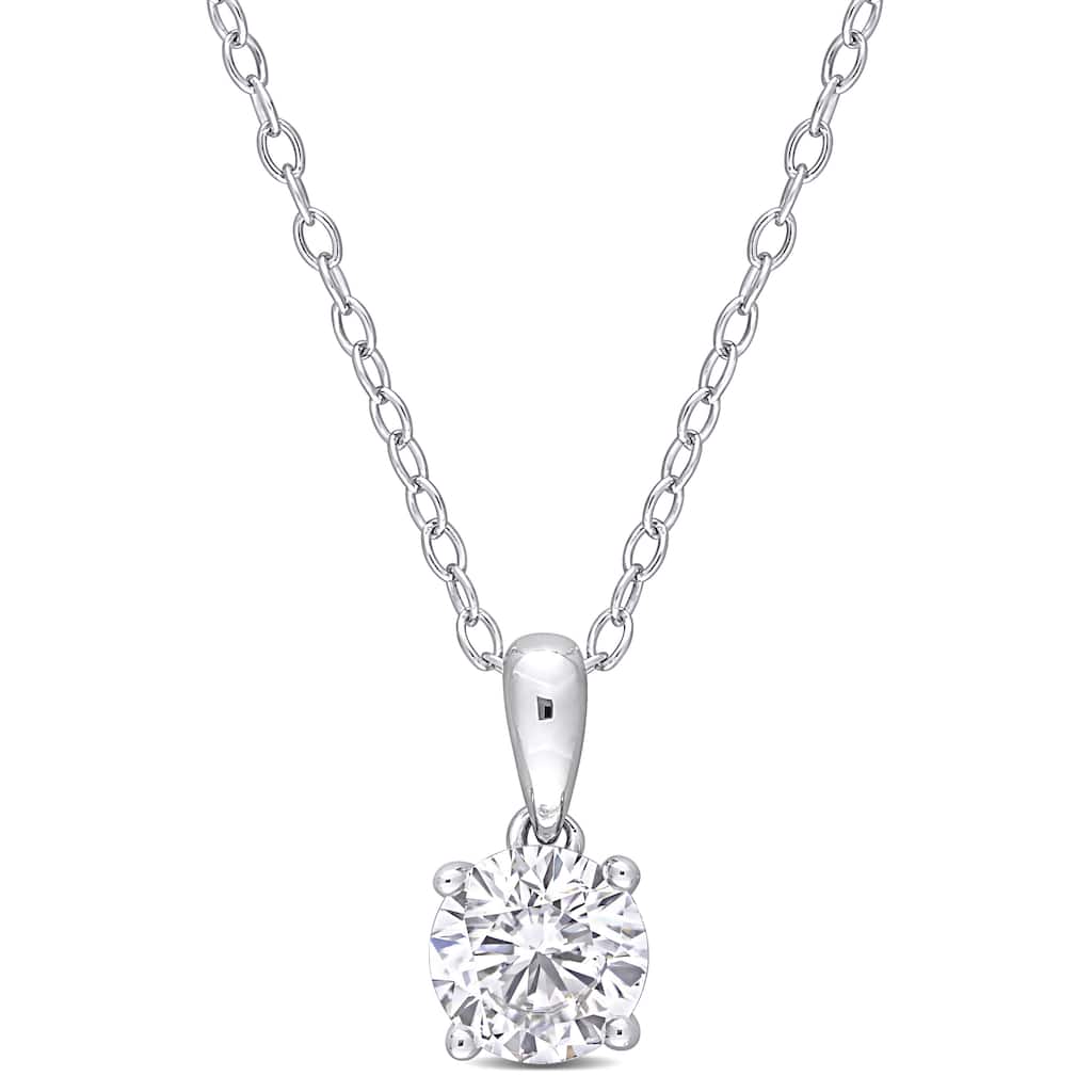 Miadora 1ct TGW Created White Sapphire Solitaire Necklace Sterling Silver