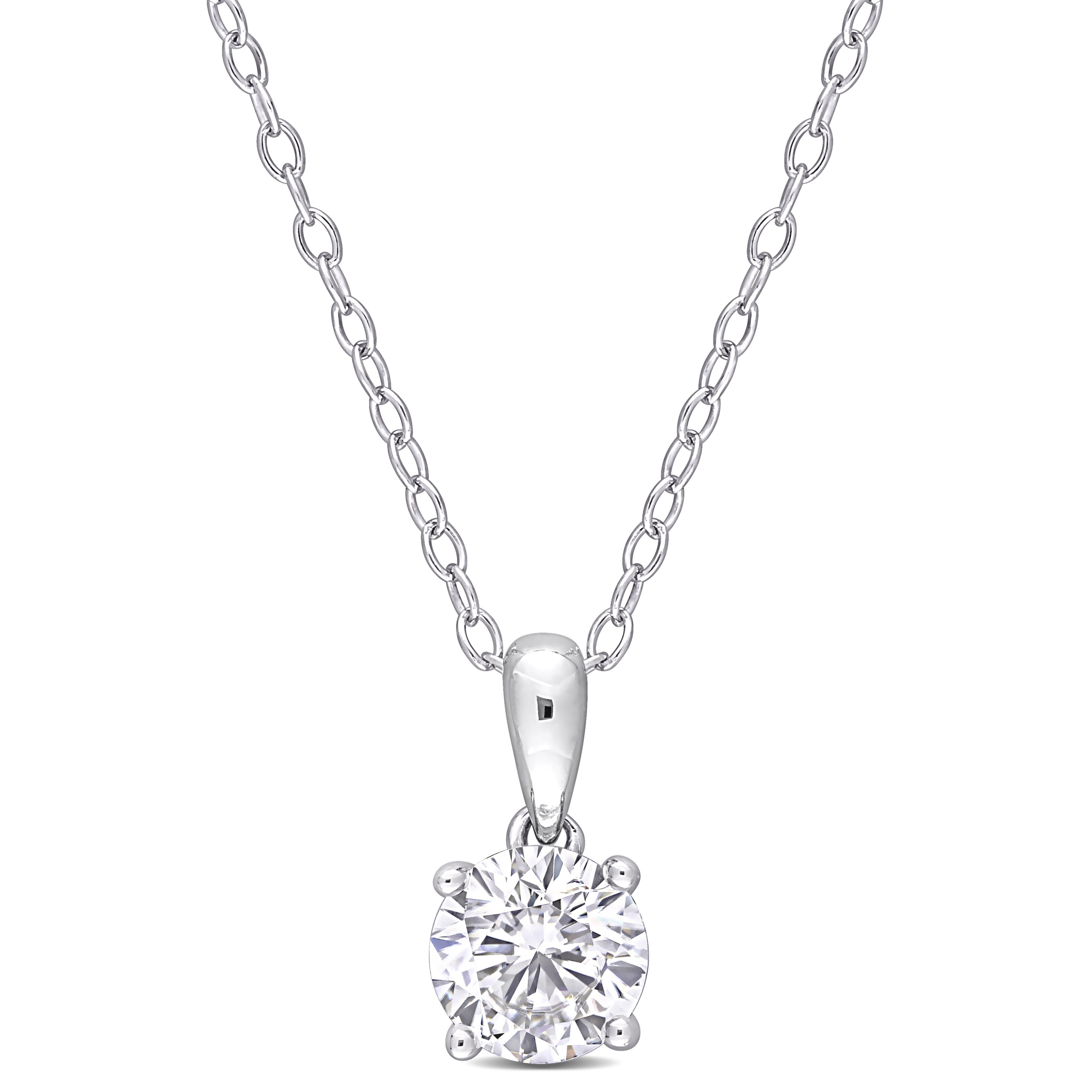 Miadora 1ct TGW Created White Sapphire Solitaire Necklace Sterling Silver