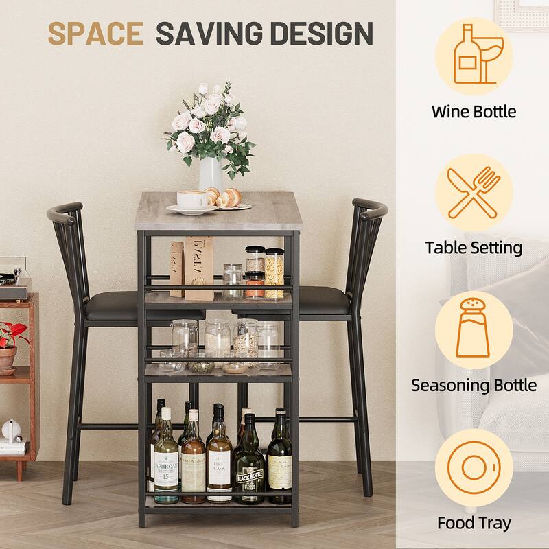 Futzca Dining Table Set, Kitchen Bar Table and Chairs, 3 Or 4 Pieces