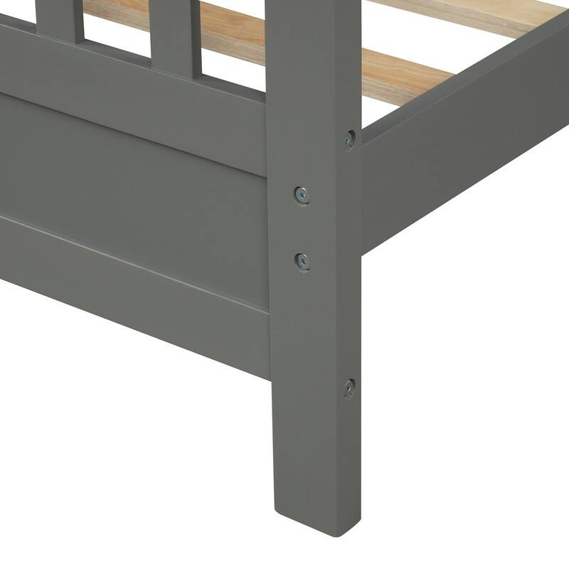 Wood Deluxe Platform Bed Frame with Headboard