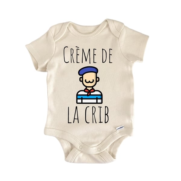 slide 2 of 6, French France Creme - Baby Bodysuit Blue - 0-3M