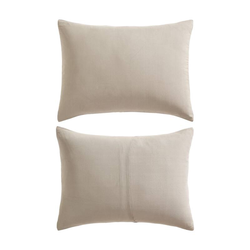 Kenneth Cole Reaction Box Stitch Stonewashed Solid Comforter Set Reversible (Brown, 5 Piece)