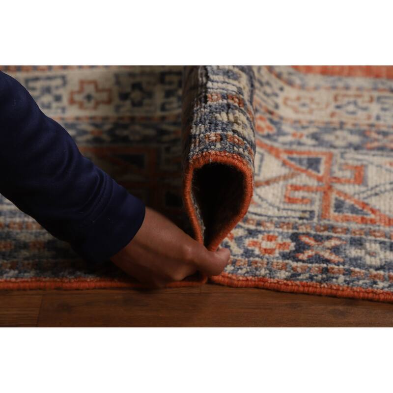 Hand Knotted Oriental 100% Wool Carpet Transitional Tribal Oranges & Rust Oushak Area Rug - 8' 11'' X 6' 5''