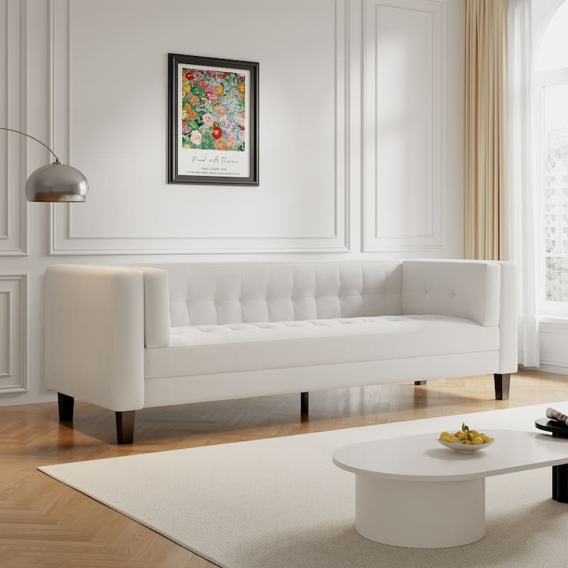 3-Seater Velvet Sofa, Ivory White