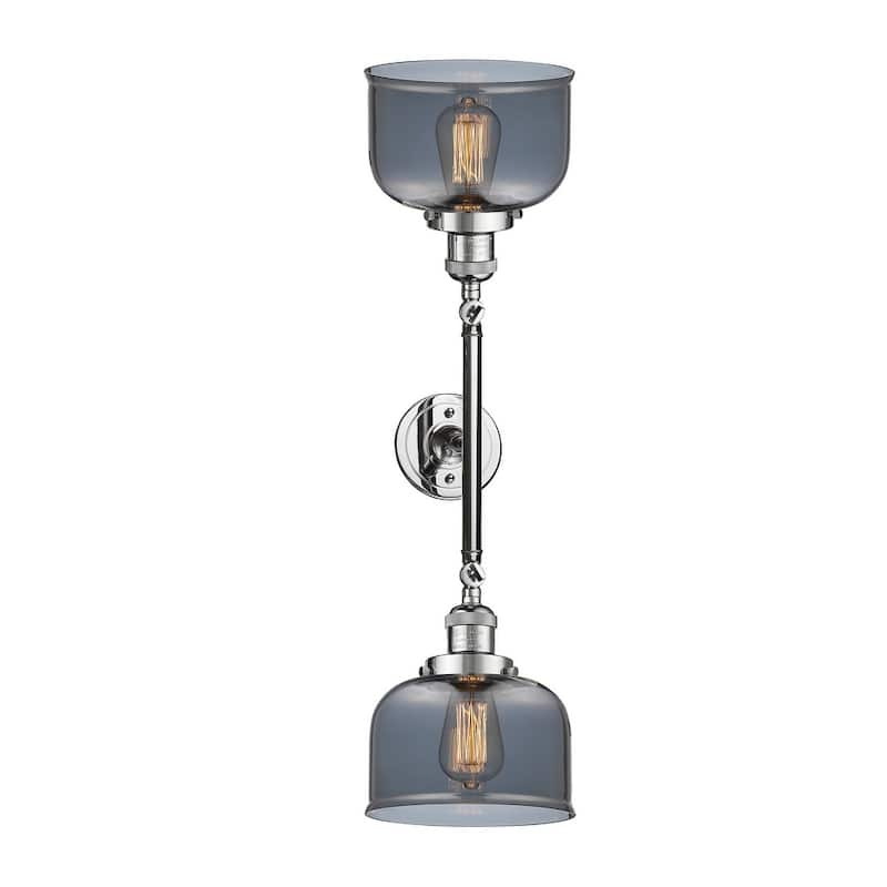 Innovations Lighting Large Bell 2 Light 23" Wide Bathroom Vanity Light - Polished Chrome / Plated Smoked