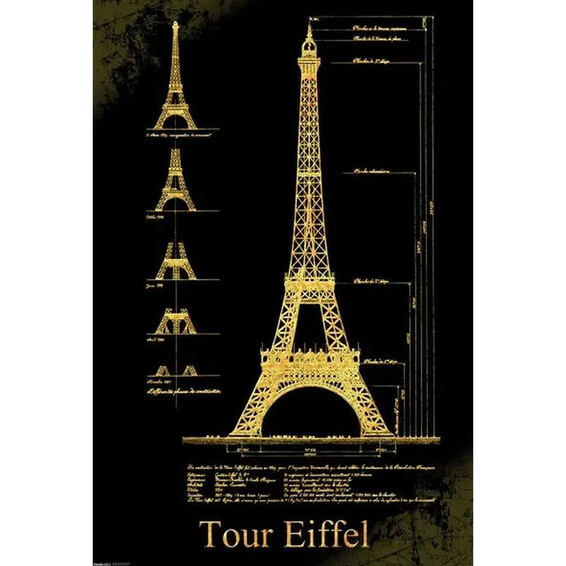Eiffel Tower Design Art Poster - 24 x 36 Inch