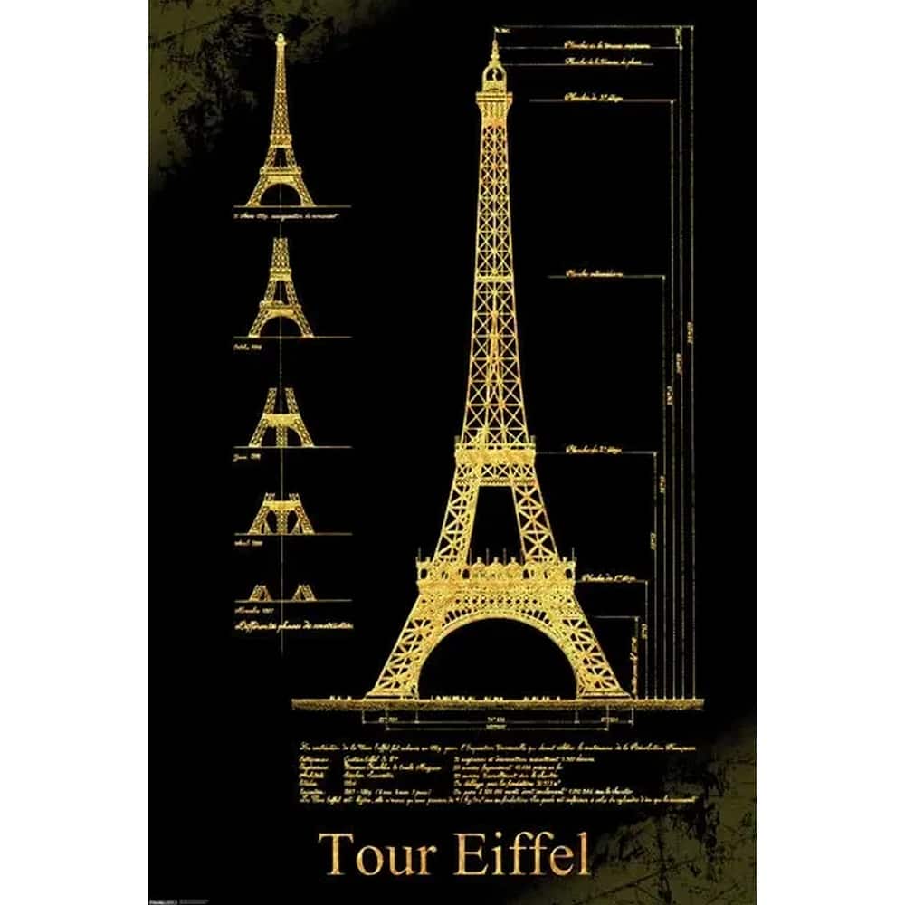 Eiffel Tower Design Art Poster - 24 x 36 Inch
