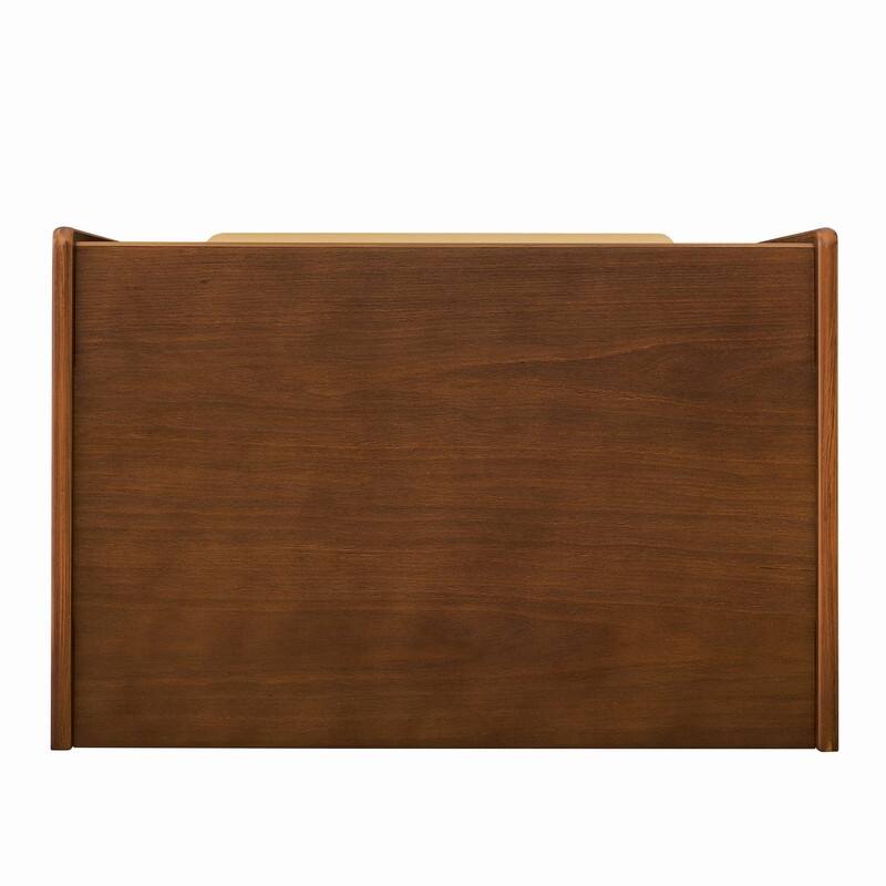 Mid Century Modern 2-Drawer Nightstand with Charging Station and Open Shelf for Bedroom Storage and Convenience
