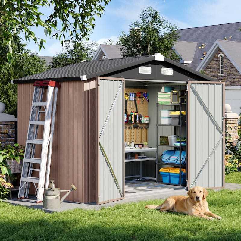 AOXUN Outdoor Storage Shed with Lockable Doors and Air Vents for Garden