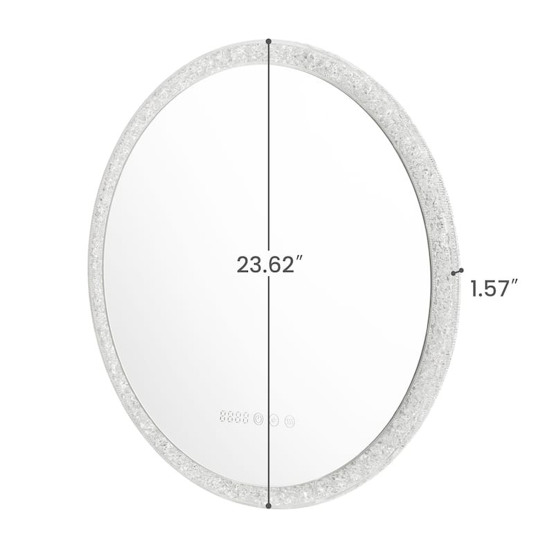 Smart Round Bathroom Mirror with LED Ring Light, Touchscreen, Anti-Fog, and Dimmable Brightness