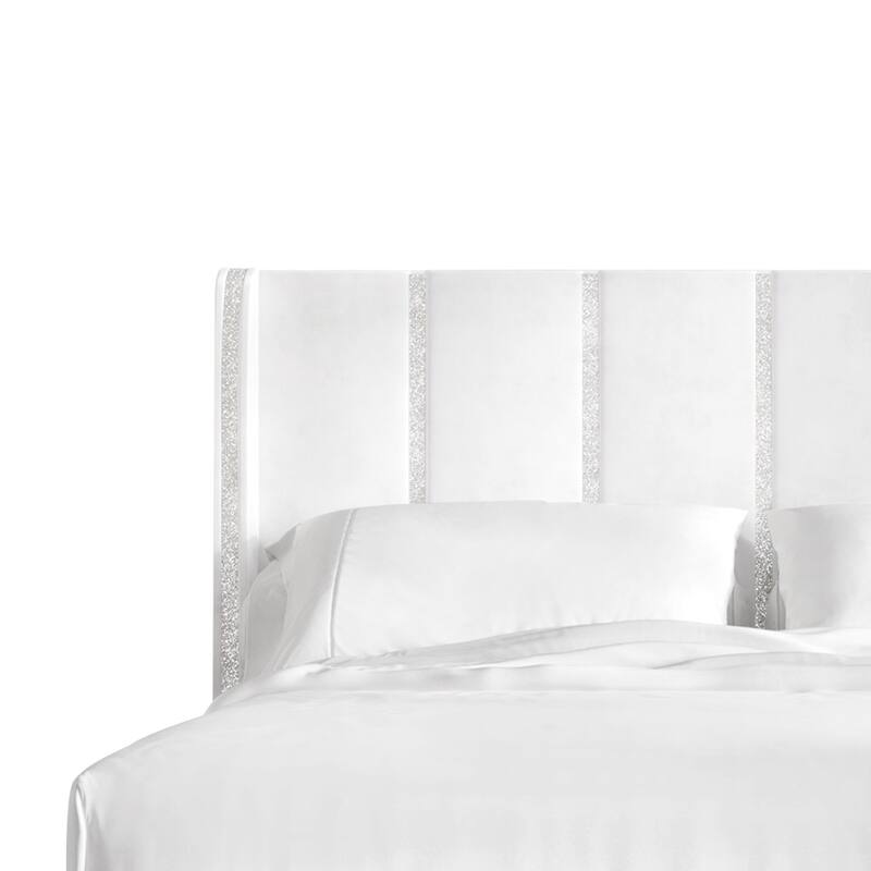 CraftPorch Luxurious Crystal Diamond Strip Velvet Upholstered Bed