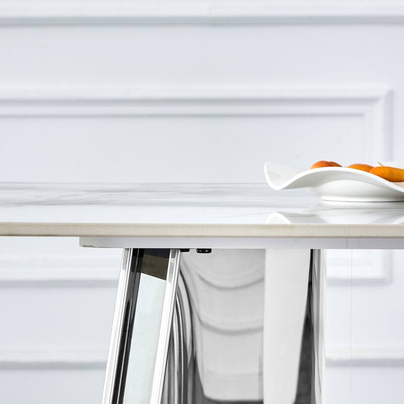 Dining Room Dining Table with Stainless Steel Butterfly Legs Office Table Accent Table Computer Table