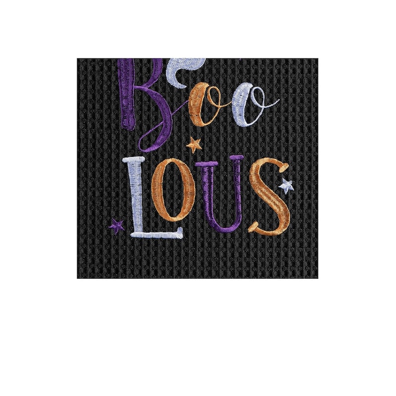 FAB-Boo-Lous Ghost Embroidered Cotton Halloween Waffle Weave Kitchen Towel