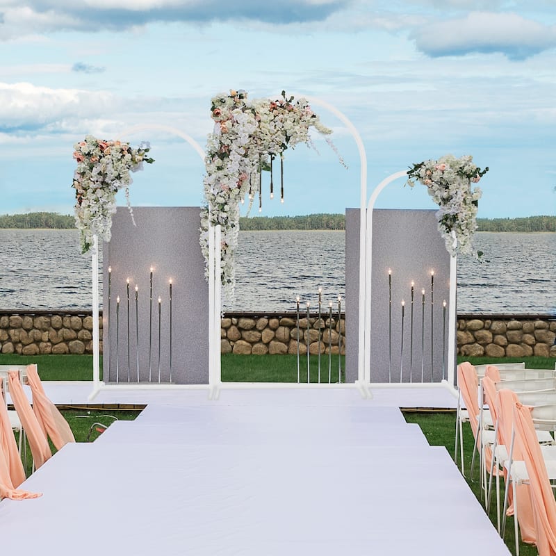Metal Arch Backdrop Stand Set of 3 White Wedding for Birthday Party