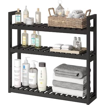 Bathroom Shelf Bamboo Organizer Rack Adjustable 3-Tier Storage Shelf